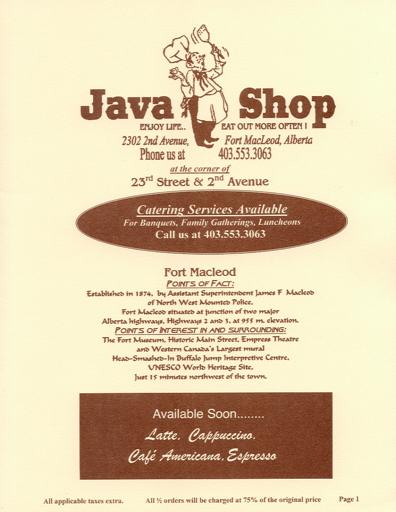 Menu Page 1